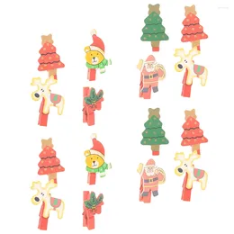 Frames 18 Pcs Christmas Clip Message Party Decor Folder Memo Wooden Clips Po Clamp Clothespins