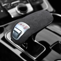 For Audi A8 D4 4H S8 2011 2012 2013 2014 2015 2016 2017 Accessories Leather Car Gear Shift Knob Cover Suede Cap Protective Mat