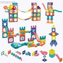 Magnets Magnetic Toys Magnetic Building Blocks Construction Toys Roll Ball Track Kids DIY Splicing Magnet Sheet Funnel Slide Montessori Education Toy 240409