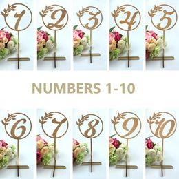 Decorative Figurines 10PCS 1-10 Wooden Wedding Table Numbers Stylish Number Plate Props For Birthday Party