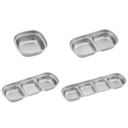 Plates 1/2/3/4-grid Barbecue Seasoning Plate 304 Stainless Steel Compartment BBQ Dip Easy To Clean For Camping Picnic