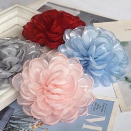 Decorative Flowers 5PCS 10CM Large Organza Gauze Flower DIY Wedding Dress Clothing Shoes Hats Decoration Hairpin Jewellery Accessories Fabric