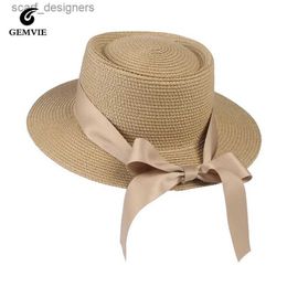 Wide Brim Hats Bucket Hats New Summer Sun Hats for Women Ribbon Wide Brim Paper Panama Hat Summer Hat for Women Straw Hat Beach Hat Y240409