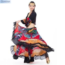 720 Degree Flower Printed Gypsy Skirt Belly Dance Tribal Clothing Belly Dance Costume Flamenco Clothes