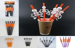 Halloween Plastic straw Pumpkin Ghost Straws Halloween Drinking Straws Party Supplies Home Halloween drinks tools T9I006637263554