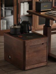 Black Walnut Tea Water Tank Kettle Household Living Room Furniture Waterproof and Moisture-proof Tea Table Side Cabinet Locker