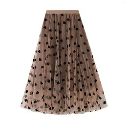 Skirts Love Printed Women Elegant Lace Skirt Medium Length Tulle High Waist A Line Beach Party Performance Midi