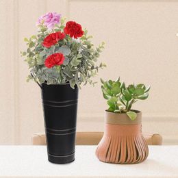 Vases Planter Iron Bucket Flower Pot Vase Arrangement Handheld Container Farmhouse Rustic Retro Adornment Decor