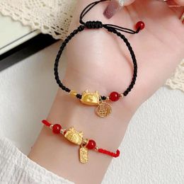 Strand Woven Dragon Year Bracelet Creative Adjustable Hand-braided Chinese Style Handmade Lucky Red Rope Bracelets Women