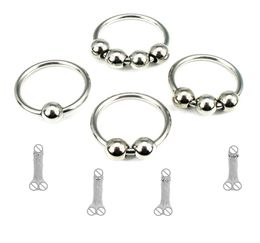 A suit of stainless steel cockring with beads for ejection delay for men sex toy adult product3570877