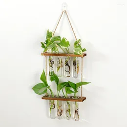 Vases 2 3 Tiered Flower Retro Holder Hydroponics Home Decor With Wooden Stand Modern Wall Hanging Office Test Tube Planter