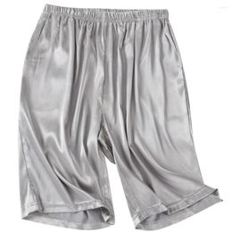 Men's Sleepwear Home Silk Satin Pyjamas Shorts Pyjamas Sleep Bottoms Nightwear Artificial Five-point Pants