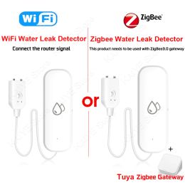 Tuya Zigbee Water Sensor Alarm WiFi Water Leak Detector Flood Alert Overflow Security Alarm System Work With Zigbee Gateway MQTT