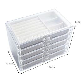 Plastics Jewelry Box 5-layer Display Tray Drawer Storage Jewellery Holder for Ring Earrings Necklace Soft Velvet Organizer Case