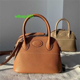 Bolide Leather Handbag Trusted Luxury Womens Bags 2024 New Fashion Genuine Leather Shell Bag Lychee Grain Cow Leather Bag One Shoulder Handhe have logo HBZT74