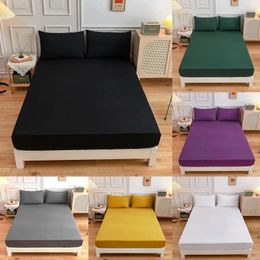 Bedding Sets Solid Color 1PC Home Textiles Fitted Sheet Mattress Cover Four Corners With Elastic Band Bed Linings