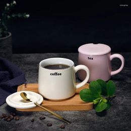 Mugs Couple Cup A Pair Of Simple Creative Ceramic Mug With Lid Spoon Milk Coffee Office Home Water