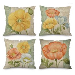 Pillow Case Flower Plant Soft Cover Pillowcase Lumbar Covers Home Decor 45X45cm