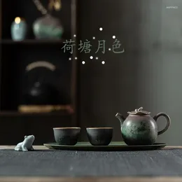 Teaware Sets The Lotus Pool By Moonlight Tea Set Simple Office Household One Pot Two Cups Ceramic Teapot Tray
