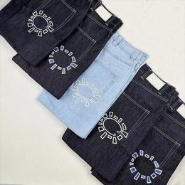 Men's Pants Sun Roll Print Jeans Style Couple Fashion High Waist Selling Same Skateboard Street Retro Trendy Casual Trousers
