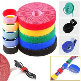 5yard Fastening Tape Cable Ties Reusable Hook and Loop Straps Double Side Hook Roll Wires Cords Manage Wire Organiser Straps