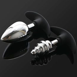 Metal Anal Plug Outdoor Wear Butt Plug with Softable Silicone Sleeve sexy Toys Insert Anal All Day Suitable for Women and Men