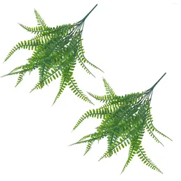 Decorative Flowers Artificial Hydrangea With Vase 2pcs Ferns Water Persian Simulation Green Wall Silk Christmas Arrangements