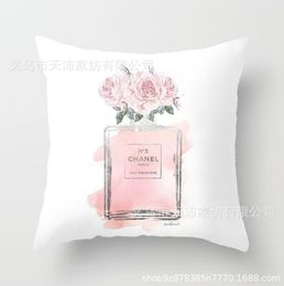 Fashion Brand Perfume Bottle Pillowcase Home Fabric Sofa Pillow Cushion Cover Car Waist Support without Hearts Wholesale