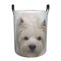 Laundry Bags Cute Westie Dog Hamper Large Clothes Storage Basket West Highland White Terrier Puppy Toy Bin Organizer For Nursery