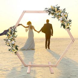 Party Decoration 7.1 FT Wedding Arch Hexagon Wooden For Ceremony Backdrop Stand Event Frame Decor Outdoor Indoor