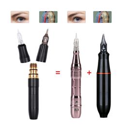 Dual Use Tattoo Machine Pink Permanent Makeup Machine Pen with Needles Eyebrow Machine for Lips Eyeliner Liner &Shader