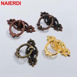 NAIERDI 4 Pieces Vintage Box Handle Zinc Alloy Antique Cabinet Handles Knob Jewellery Case Knobs Storage Box Pulls Hardware