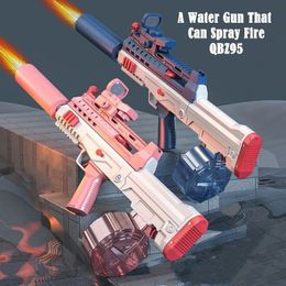 Water Gun Electric LED Spurt Fire QBZ95 Pistol Shooting Toy Full Automatic Summer Water Beach Toy For Kids Boys Girls Adults 240402