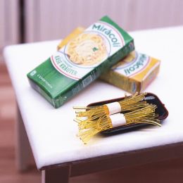 1Set Dollhouse Miniature Pasta Mini Pretend Food Noodles Paper Model of Spaghetti Set Doll House Kitchen Food Play House Toys