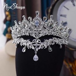 Hair Clips NiuShuya Luxurious Bridal Wedding Crown Sweet Korean Birthday Stage Performance Waterdrop Headpiece Accessories