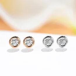 Stud Earrings Real 18K Gold Diamond Simple Round Natural Pure AU750 Fine Jewelry Gifts For Women
