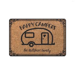 Carpets Happy Campers Family Name Personalized Door Mat Outdoor Rubber Non-Slip Entryway Rug Home Decor Entrance Floor