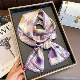 Scarves 2023 Fashion % Silk Hair Bands Scarf Women Luxury Design Headband Skinny Ribbon Scarves Girls Bandana Accessories Headware240409