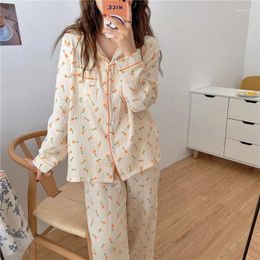 Home Clothing Alien Kitty 2024 Two Pieces Suit Printe Cardigans Cotton Gentle Sweet Soft Casual Loose Chic Fashion Long Sleeves Pyjamas Set