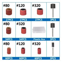 XCAN 80 120 320 Grit Sanding Drum Set Sanding Bands With 1/2 3/8 1/4 Inch Sanding Mandrels For Dremel Rotary Tools