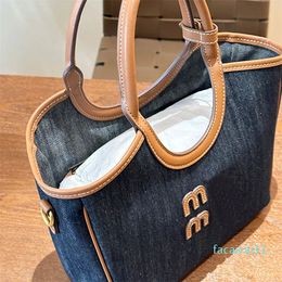 Denim Designer Bag Tote Weekend Travel Handbag Large Capacity Shoulder Bag Men Vintage Briefcase Removable Leather Strap Shopping