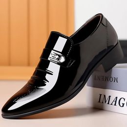 Brand PU Leather Shoes for Men Casual Business Office Work Male Party Wedding Oxfords Point Toe Loafers 240407