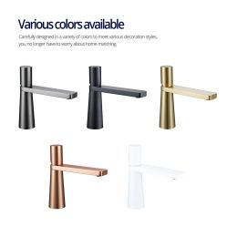 Brushed Gold Basin Faucet Bathroom Tap Deck Mounted Single Knob Single Hole Hot And Cold Water Sink Mixer Brass Wash Taps