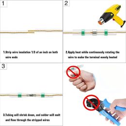 100/1000pcs Green Solder Seal Wire Connectors Waterproof Heat Shrink Butt Connector AWG18-16 Insulated Cable Splice Terminals