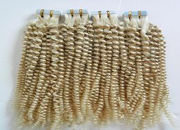 Tape in human hair extensions Loose Curly Hair tape 1026 inches 200g 80pcs curly tape in remy india hair extensions9387169