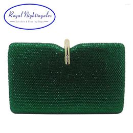 Evening Bags 2024 Hard Box Clutch Crystal And Handbags For Womens Party Prom Emerald Dark Green