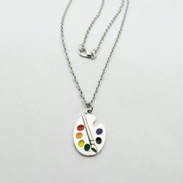Creative New Artist Palette Pendant necklace Painter Necklace Set of Alloy Brush Pendant Ladies Jewellery Gift Art Souvenir