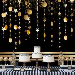 Party Decoration 4m 13.12ft Gold Circle Dot Star Garland Banner Paper Streamer Hanging Decorations Wedding Baby Shower Birthday Graduation