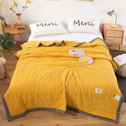Thin Pure Color Air Conditioner Comforter Summer Adult Children Dormitory Office Sofa Blanket Travel Driver Quilts