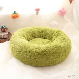 Cat Beds Furniture Long Plush Super Soft Pet Bed Kennel Dog Round Cat Winter Warm Sleeping Bag Puppy Cushion Mat Portable Cat Supplies